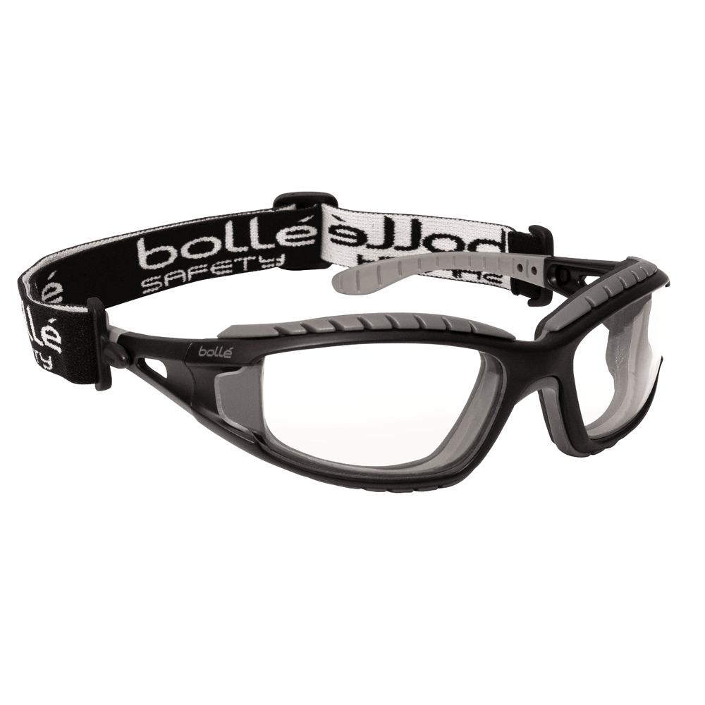 Bolle Tracker II Safety Spectacles Tactical Smoke Glasses Black Frame Headband 